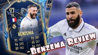 FIFA 23  BENZEMA TEAM OF THE SEASON PLAYER REVIEW  THE GOAT 