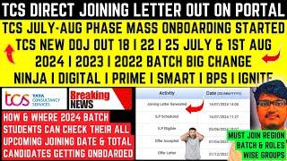 TCS JOINING LETTER GENERATED ON PORTAL  TCS NEW DOJ OUT  HOW & WHERE TO CHECK TCS NEW DOJ & STATUS