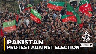 Peshawar protest Imran Khan supporters condemn election results