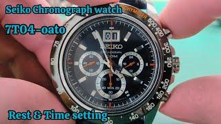 How to settings a Time and Chronograph reset seiko Chronograph 7T04-oato tutorial watchservicebd