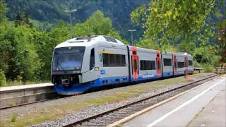 Kleiner Bahnverkehr in Bayrischzell am Fuße des Wendelsteins - Bayern