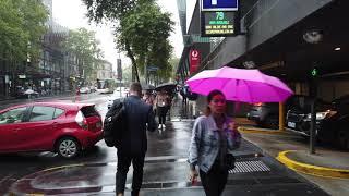 Melbourne 4K - Walking in the rain in Melbourne