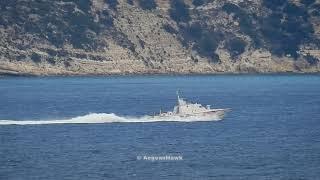 Turkish Coast Guard KAAN 33 class TCSG 311 southbound Chios Strait.