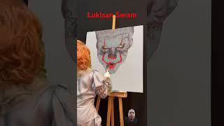 Lukisan seram #art #pennywise #joker #drawing #painting #halloween #trending #it #clown #funny #fyp