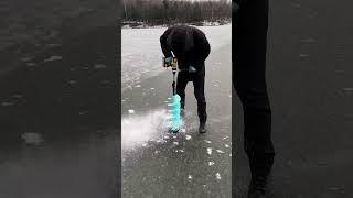 Drilling Ice Hole fishing
