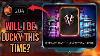 MK Mobile Hellspawn Tower Equipment Summon Pack Opening X15  Will I be lucky this time?