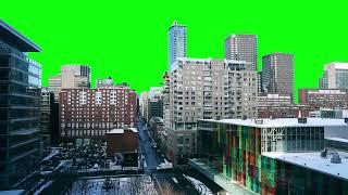 Real City Green Screen Effect Montreal with Buildings Cars Trucks & People