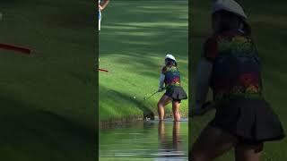 Nothing can stop Christina Kim from hitting out of the water. Not even potential snakes 