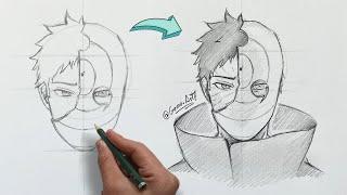 Como dibujar a OBITO UCHIHA a lápiz paso a paso  Gamo Art