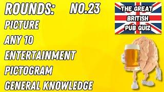 Great British Pub Quiz Picture Round Any 10 Entertainment Pictogram & General Knowledge No.23