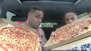2 Large Cheese Pizza  Eating Challenge  Eat Off @hodgetwins