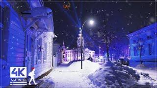 Cozy Christmas Snowfall Walk Hamina Finland - Slow TV 4K