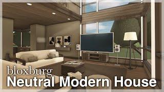 Bloxburg - Neutral Modern House Speedbuild interior + full tour