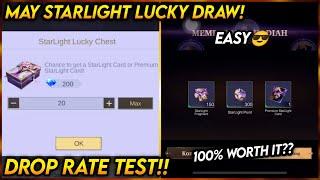 10 DIAMOND DRAW STARLIGHT LUCKY CHEST 2024 DROP RATE TEST - MLBB