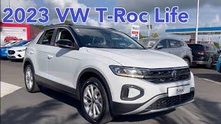  2023 Volkswagen T-Roc Life  Pure White w Black Roof  Walkaround Interior Exterior  4K