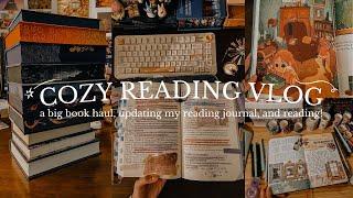 cozy reading vlog  huge book haul updating my reading journal reading books 