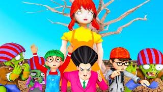 RUN AWAY Nick and Tani Miss T Play Squid Game Challenge - Scary Teacher 3D - Zombie Apocalypse