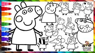 Dibuja y Colorea A Peppa Pig Su Familia Y Amigos  Dibujos Para Niños