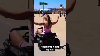 Hot moms riding toy car 