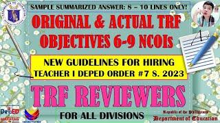 BAGONG ORIGINAL & ACTUAL TRF OBJECTIVES 6-9 NCOIs QUESTIONS AND ANSWERS II JUN GULAGULA