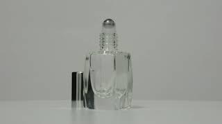 14 oz 7.5ml  Square Curve-Shaped Clear Glass Roll-on Bottle Heavy Base Bottom