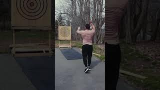 Axe Throwing challenge #throwingaxe #watl #throwingaxes #axethrowing #trickshots