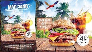 Burger Restaurant Advertising PosterFlyer Design - Photoshop Tutorial