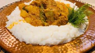 شلغم بته  Shalgham Bata Afghan Sticky Rice with lamb korma & Turnip