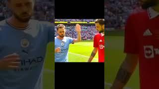 Bernardo Silva in conflict with Bruno Fernandes🫣#football #youtubeshorts #viral