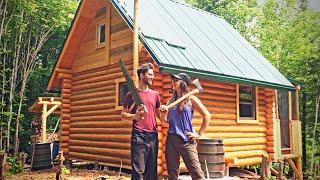 Canadian Couple Builds Their DREAM Home with HANDTOOLS Tiny Log Cabin in the Forest FULL BUILD