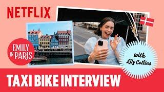 Taxi Bike Interview with Lily Collins in Copenhagen