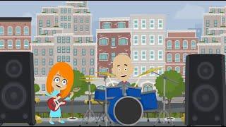 Classic Caillou and Rosie Rock N Rolls All Around the City and Gets Grounded