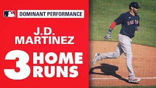 J.D. Martinez hits THREE home runs Now has 12 extra-base hits in 8 games