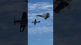 F-22 Raptor & P-51 Mustang Side by Side #airshow #f22raptor #p51mustang