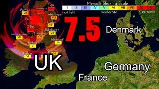 United Kingdom 7.5 Earthquake in Realtime simulated