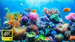 Experience Tranquil Marine Beauty Under Red Sea 4K - Beautiful Coral Reef Fish in Aquarium.