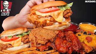 ASMR MUKBANG  KFC BURGERS  SPICY FRIED CHICKEN  FRENCH FRIES  EATING 햄버거 양념치킨 감자튀김 소스 듬뿍 먹방