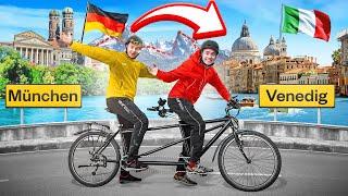 Wir fahren ein TANDEM-FAHRRAD von MÜNCHEN nach VENEDIG Im Winter 