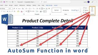 AutoSum Function in Ms word  How to Add AutoSum Formula in Ms word