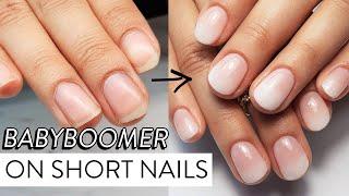 Easy Baby Boomer on Short Natural Nails Using Gels & Pigments