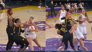 WNBA Player BACKHANDS Opponent After Getting Fouled On Drive Stare Each Other Down Then Make Nice.