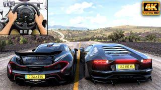 McLaren P1 & Lamborghini Aventador  Forza Horizon 5  Thrustmaster T300RS gameplay