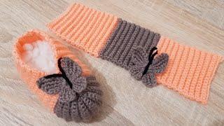 كروشيه سليبر  لكلوك أطفال بقطعة واحدة من 6 إلى 12 شهرا  crochet baby booties baby shoes