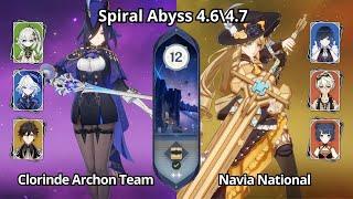 C0 Clorinde Archon Team & C0 Navia National - Spiral Abyss 4.6 Floor 12 Genshin Impact