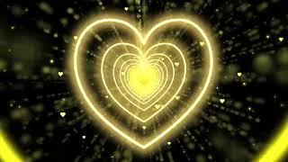Neon Heart Tunnel Bg Animation  BeautifulYellow Heart Background  Neon Lights Love 2Hours