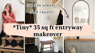 *TINY* Entryway Makeover + DIY Ikea Shoe Cabinet Upgrade  My Rental Reno S3 E7