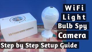 how to install v380 pro wifi light bulb panoramic  camera step by step