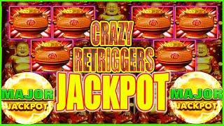 The Most Craziest RETRIGGERS You Will See MAJOR JACKPOT Happy & Prosperous Dragon Link Slot