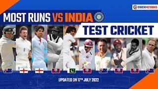 Most Runs Against INDIA in Test Cricket  Most Runs VS INDIA