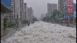 China NOW Huge hail and storm Theres chaos on the streets